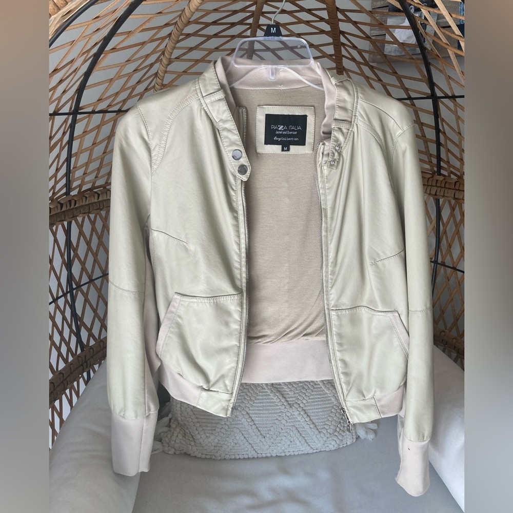 Beige Faux Leather jacket straight from Italy!